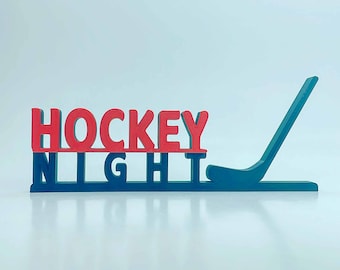 Hockey Night Name Stand - Gift for hockey players and fans - Red and Black or any Colour combination