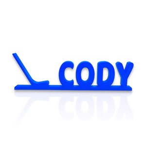 Personalized Hockey Stick Name Stand - Gift for hockey players and fans - Custom Text and Colours - Free Shipping in Canada