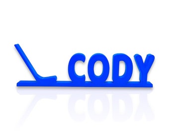 Personalized Hockey Stick Name Stand - Gift for hockey players and fans - Custom Text and Colours