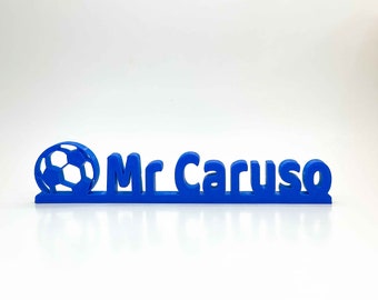 Personalized Soccer Ball Name Stand - Gift for soccer player and sports person - Custom Text and Colours