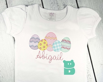 Girl Easter Egg Applique Shirt, Personalized Easter Outfit