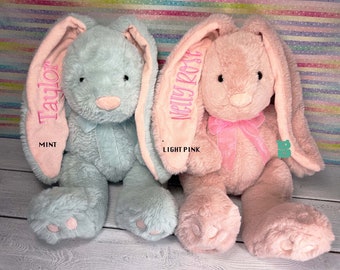 Large Easter Bunny, Embroider Bunny Ears, Baby First Easter Bunny, Child Easter Basket Stuffer, Bunny Stuffed Animal, Custom Easter Plush