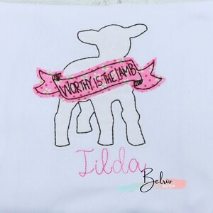 Girl Easter Shirt, Embroidery Easter Shirt, Personalized Easter Shirt, Worthy Is The Lamb Easter Shirt, Easter Lamb Shirt, Baby Lamb T-Shirt