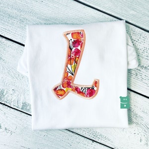 Monogram Back to School Shirt, Letter Embroidered Shirt for Kids, Girl Initial T-shirt, First Day of School Shirt, Custom School shirt