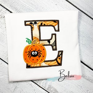 Kids Halloween Monogram T-shirt, Halloween Spider Tee,  Custom Pumpkin Monogram, Jack o Lantern Toddlers Shirt, Full Alphabet Monogram Shirt