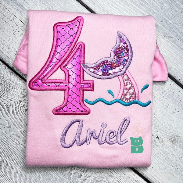 Mermaid Birthday Shirt|  Sparkle Under the Sea Shirt| Custom Sea Animals  Birthday Shirt| Birthday Shirt| Girls Sequins Mermaid Tail Top