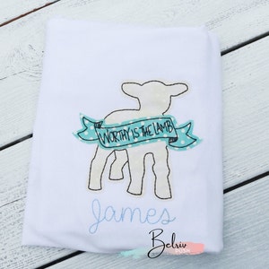 Easter Lamb Shirt, Boy Easter Shirt, Custom Embroidered Easter Shirt, Worthy Is The Lamb  Easter Shirt, Easter Lamb Shirt, Baby Lamb T-Shirt