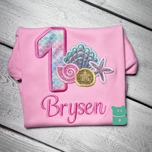 Embroidered Sea Shells 1st Birthday Shirt, Under the Sea Party