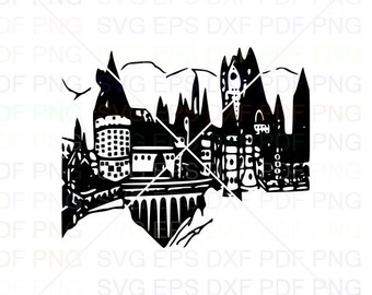 wallpapers Silhouette Hogwarts Castle Vector hogwarts castle svg etsy