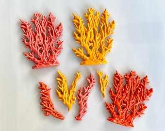 Ceramic Coral or Seaweed Tiles, 7pcs, tropical, bright colors, ocean sea theme, coral reef, sea grass, mosaics and crafts, mosaic supplies
