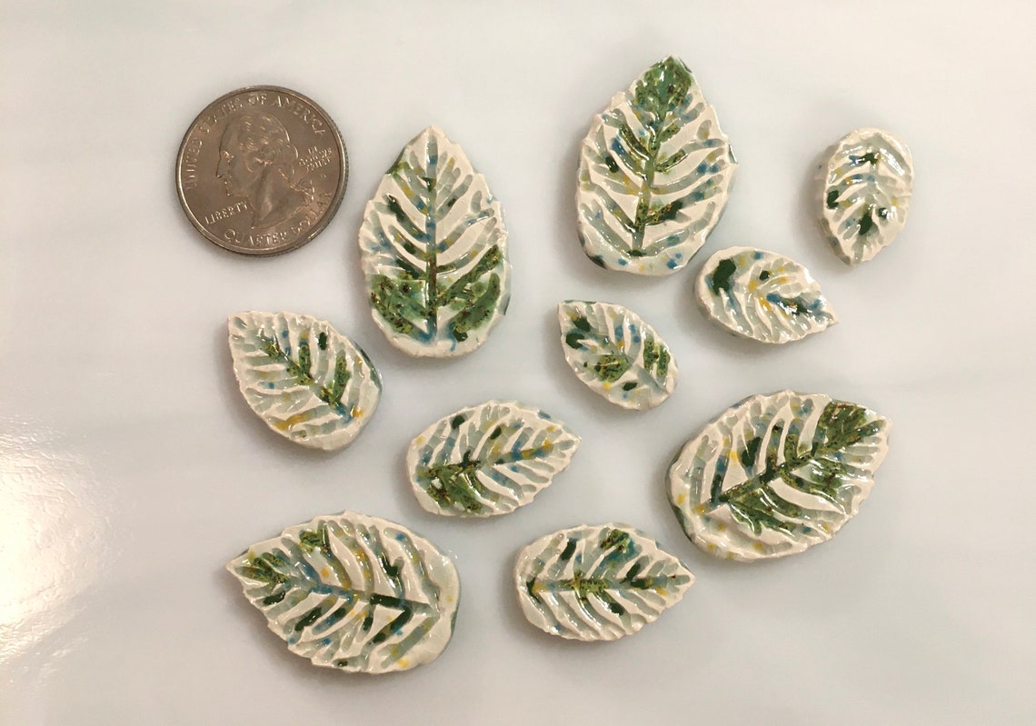 Ceramic Leaf Garden Tiles 10 pieces Etsy