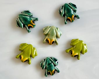 Ceramic Frog Tiles, finely detailed and delicate, choice of colors, mosaics and crafts, pond water theme, flowerpot, birdhouse, magnet tiles