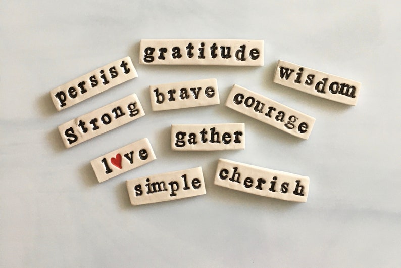 Ceramic Word Tiles 10 pieces inspiration and fun word tiles Etsy