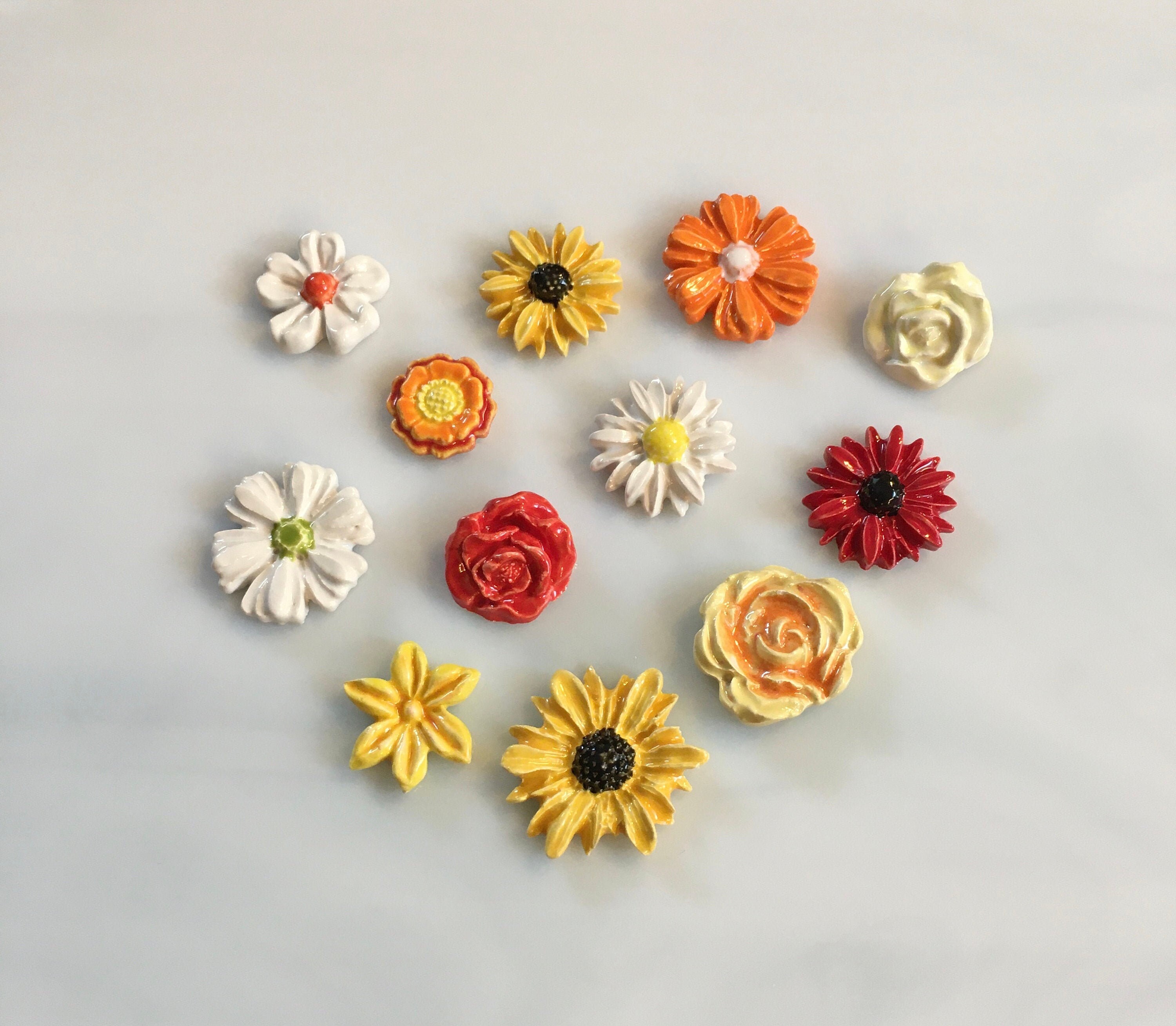 Flores de cerámica Variedad azulejos 12 piezas azulejos de | Etsy