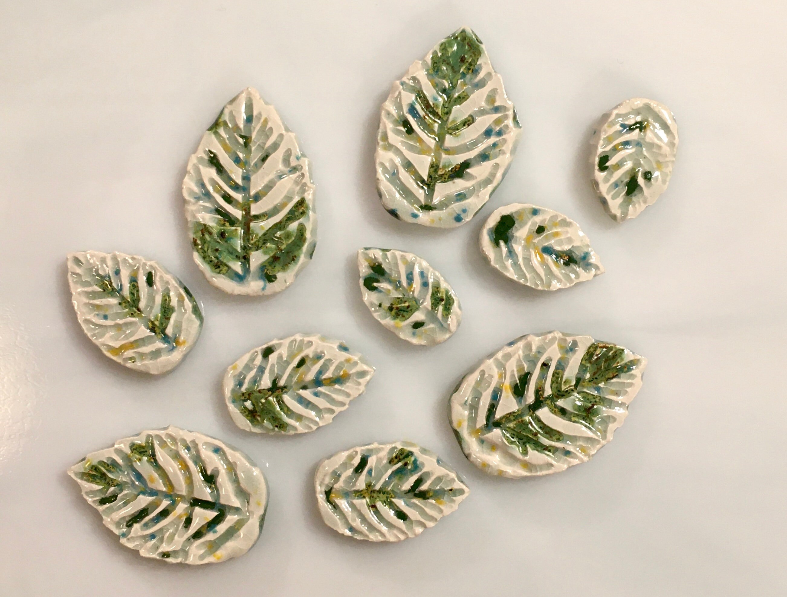 Ceramic Leaf Garden Tiles 10 pieces Etsy