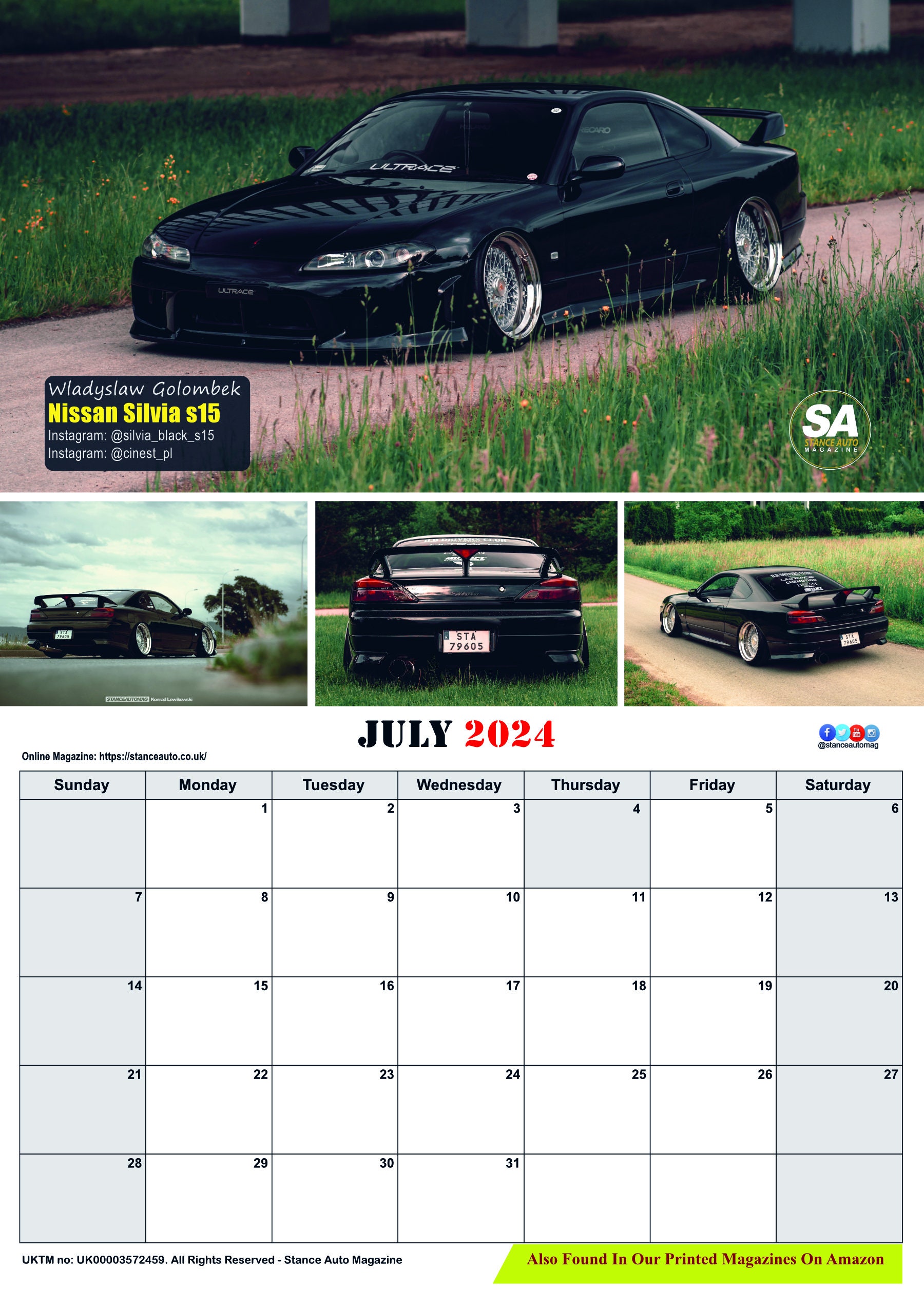 Stance Auto Magazine JDM Bk2 2024 Wall Calendars US & CA Only Etsy
