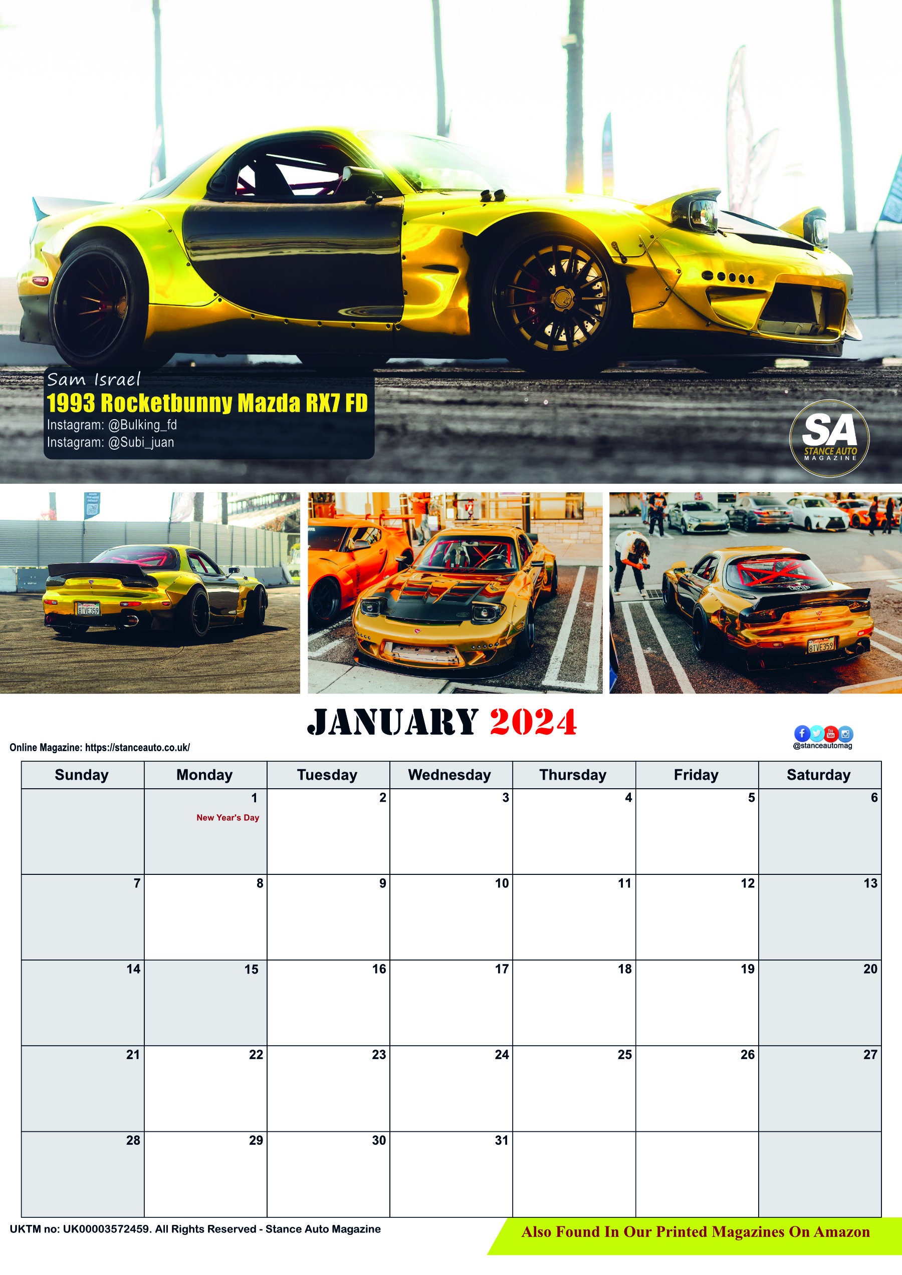 Stance Auto Magazine JDM Bk2 2025 Wall Calendars US & CA Only Etsy