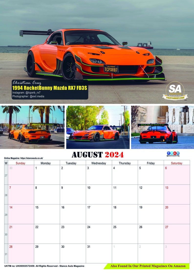 JDM Bk1 2024 A3 Wall Calendars Etsy UK