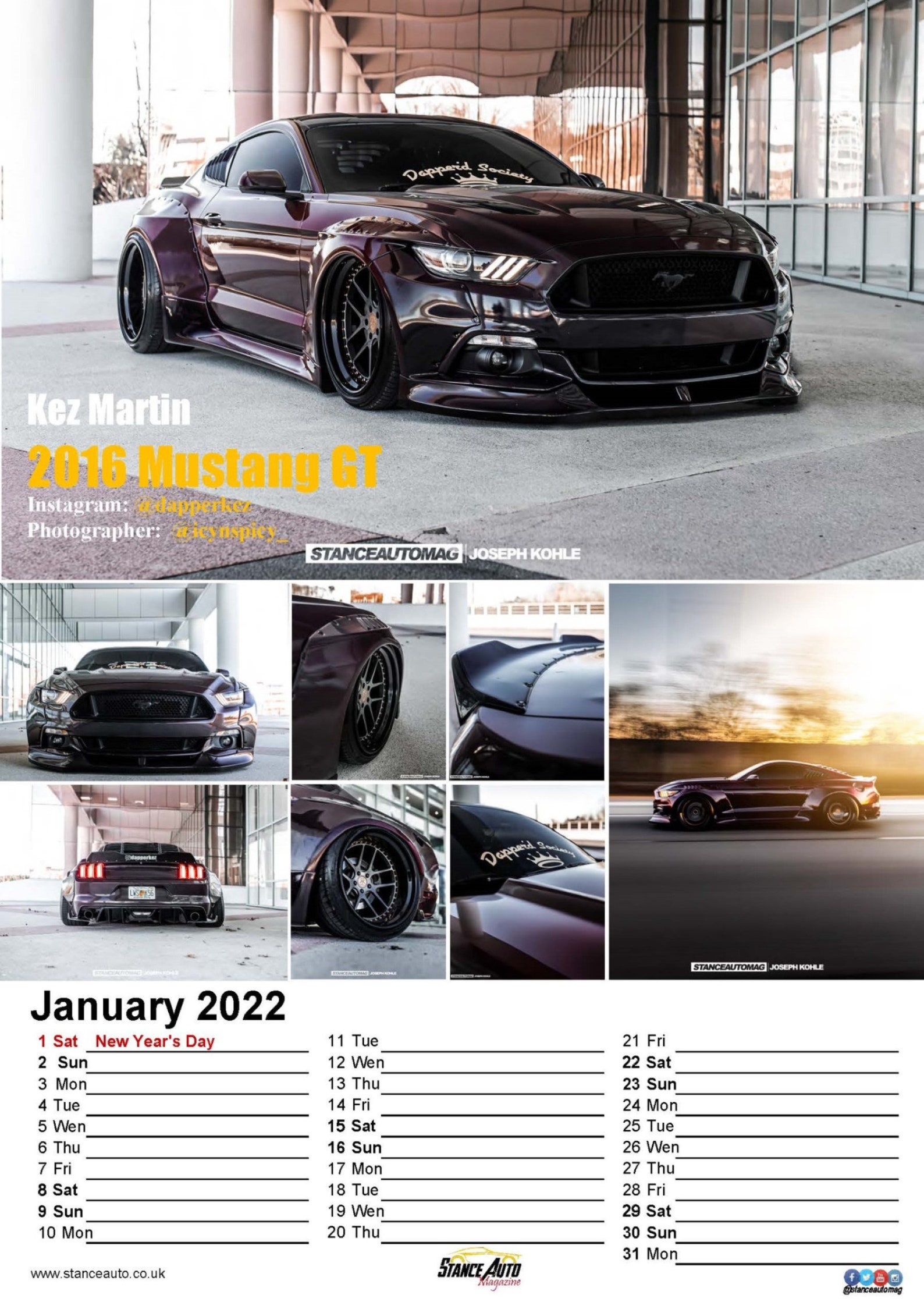Stance Auto Magazine Mustang Calendar 2022 Etsy