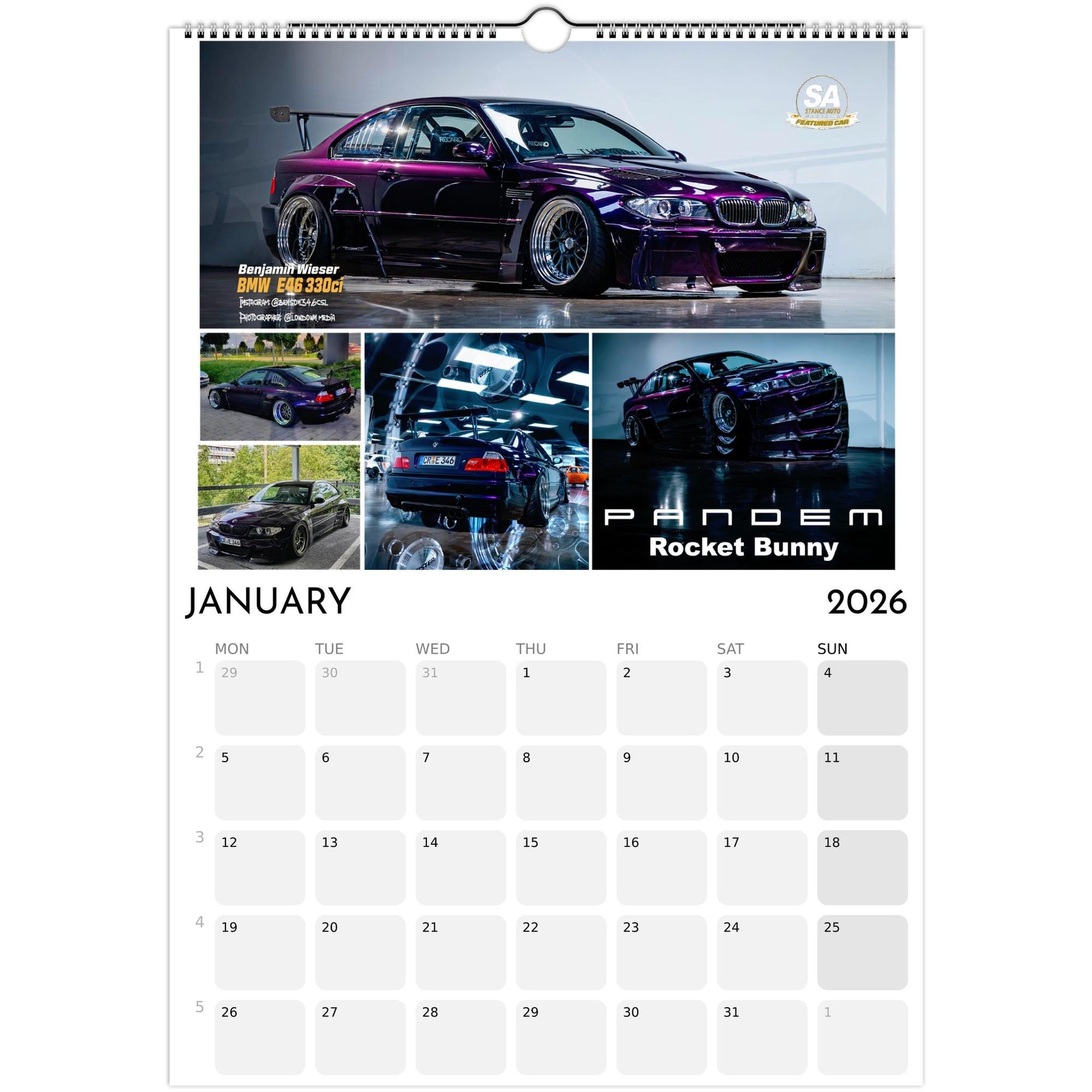 スタンス・オートの改造BMW壁掛けカレンダー2026 - Etsy 日本
