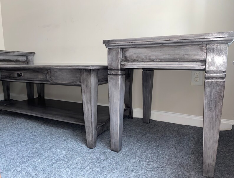 Distressed Grey Center Table/ Pair of End Tables/ Coffee Table Etsy