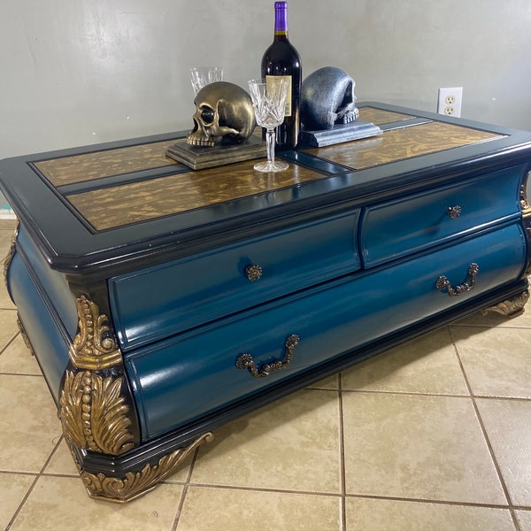 Antique Gold Leaf Coffee Table Etsy