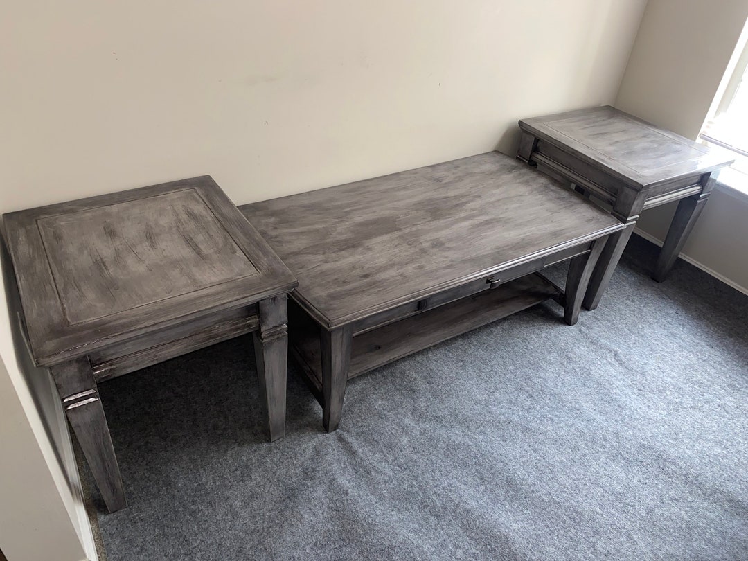 Distressed Grey Center Table/ Pair of End Tables/ Coffee Table Etsy