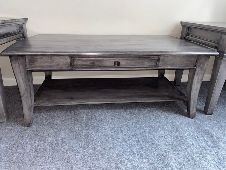 Distressed Grey Center Table/ Pair of End Tables/ Coffee Table Etsy
