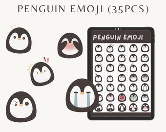 35pcs Penguin Emoji Digital Sticker | Digital Planner | Goodnotes | Printable | Cute Animal Mood Sticker