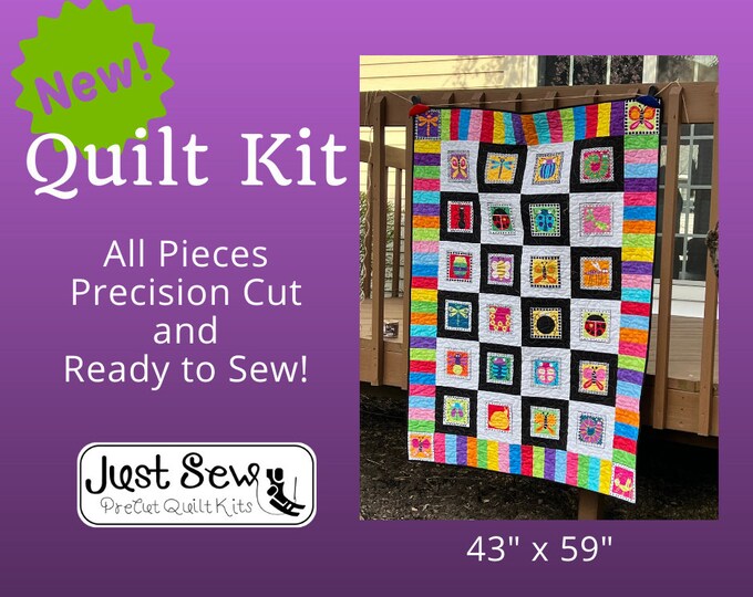 Precut Quilt Kit, Ready to Sew, No Cutting Quilt, Bugs Butterfly Quilt