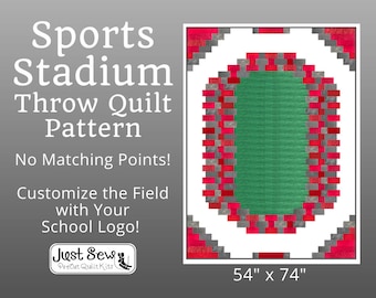 Sports Stadium Quilt Pattern, PDF Download, Beginner Quilt, High School College University Graduation Quilt, Soccer Football Lacrosse Rugby