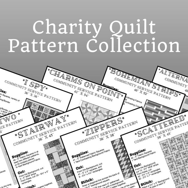 Charity Quilt Patterns, Community Service Patterns, Lap Quilt Patterns, Easy Patterns for Scrap Donation Quilts, PDF, Simple Quilt Gifts