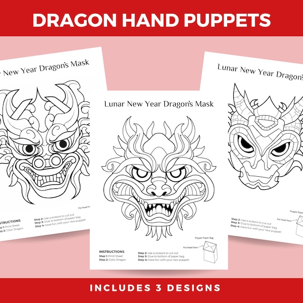 Dragon Hand Puppet Craft Kit Brings Lunar New Year Alive, Ideal Chinese New Year Activity for Kids