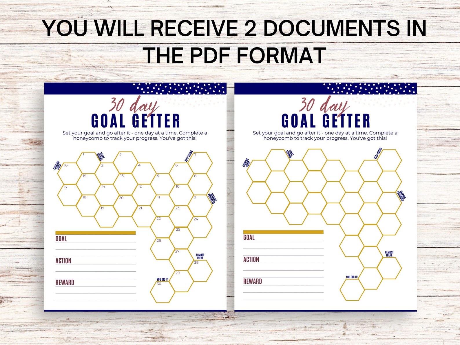 Printable Honeycomb 30 Day Goal Tracker | Savings Tracker | Habit ...