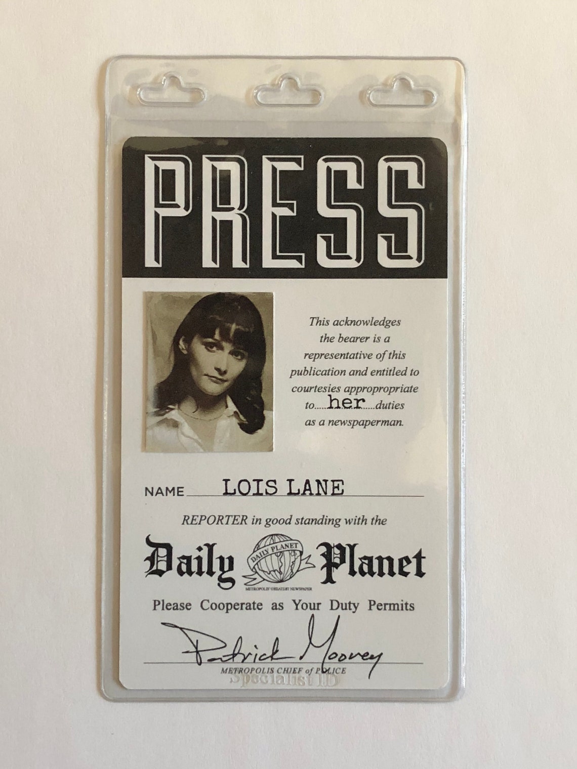 Daily Planet Press Pass Clark Kent Lois Lane Jimmy Olsen - Etsy