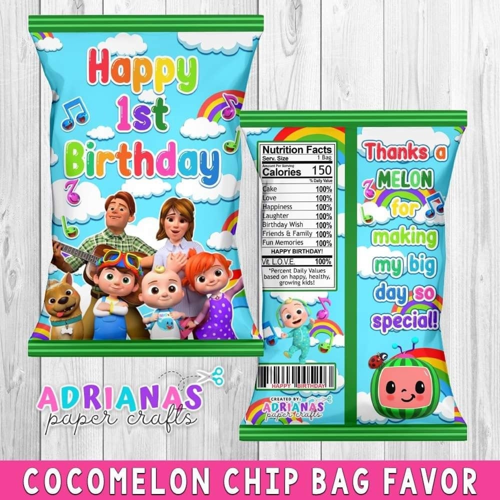 Printable Birthday Cocomelon Chip Bag Wrapper | Etsy