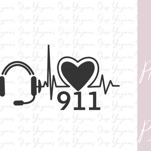 Dispatch 911 Heart Sublimation PNG File Digital Download Only