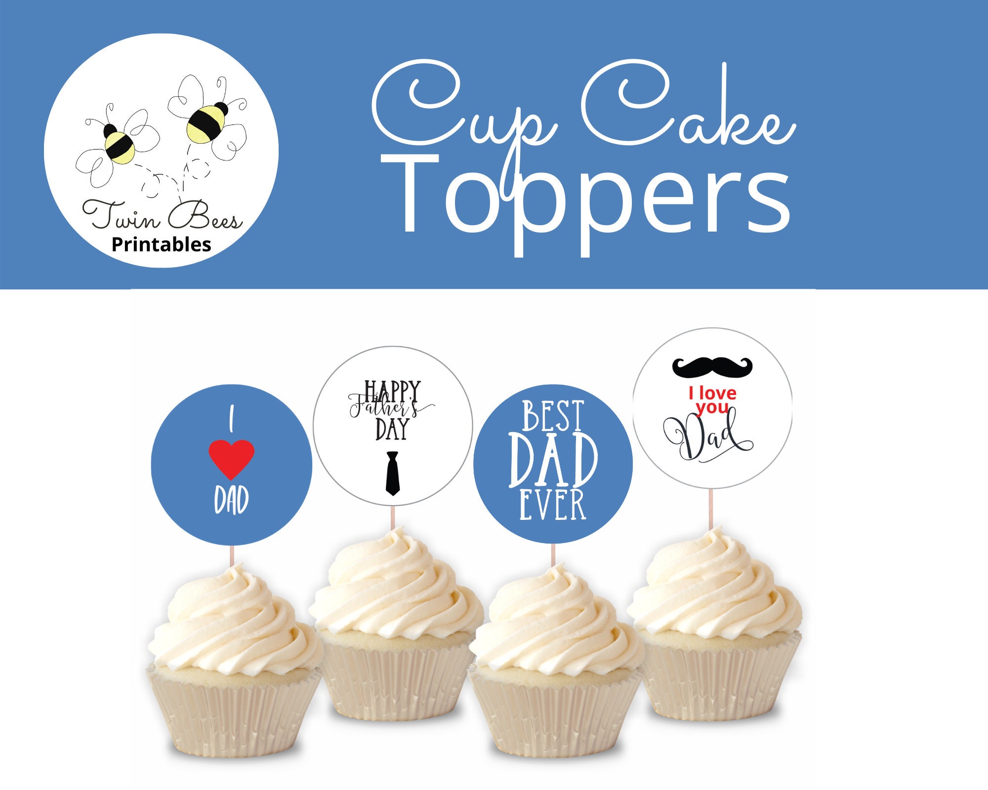 Father's Day Cupcake Toppers, Fathers Day Gift From Kids, Printable