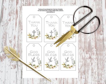 Baptism Favor Tags, Baby Baptism Party Décor, Baptism Party Favor, Christening Thank You Tags, Digital Download, PNG and SVG cut files