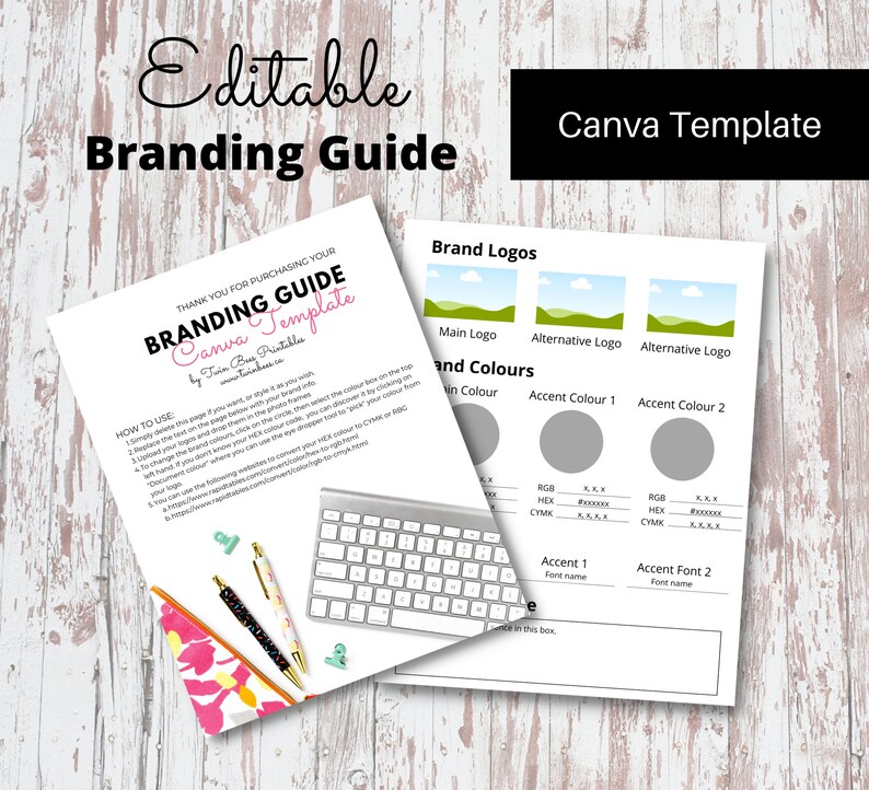 Editable Branding Guidelines Template, Canva Template, Onepage Cheat