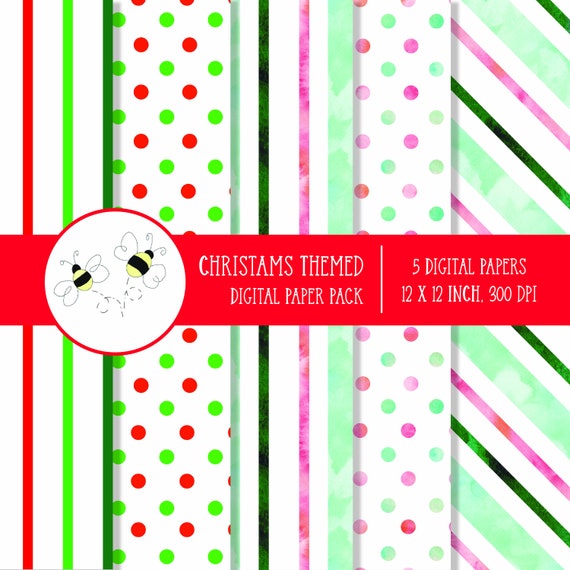 Christmas Digital Scrapbooking Paper, 12 X 12 Inches Digital Paper,  Christmas Themed Digital Paper, 300 DPI 
