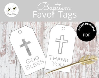 Baptism Favor Tag, Instant Download Tag, Baptism Thank You Tags, Printable Tag, Thank You Tags, Gift for baby, digital download