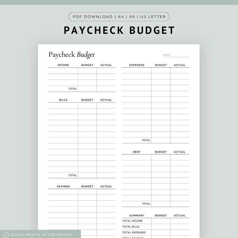 Printable Budget Etsy