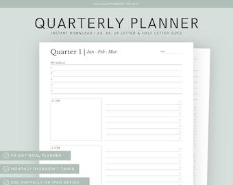 Quarterly Planner Printable Inserts, To-Do List, Yearly Planner, 90 Days Goals Setting, Yearly Goals, 12 Week Goals Planner Printable