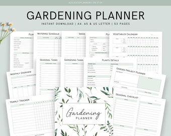 Gardening Planner Printable, Garden Planner, Plant Planner, Garden Journal, Garden Organizer, Plants Records, Gardening Logbook