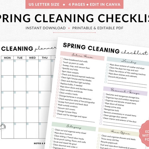 Cleaning Checklist Etsy