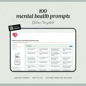 Mental Journaling Prompts Notion Planer, Notion Journal, Digitales Journal, Achtsamkeitsplaner, Täglicher Check-In, Wellness Journal