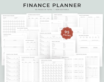 Minimal Finance Planner Printable | Budget Planner Bundle Printable | Financial Planner | Saving Tracker | Expense Tracker | Paycheck Budget
