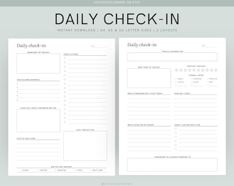 Daily Check In Goodnotes, Daily Journal Page, Daily Gratitude, Self Care Planner, Daily Review, Daily Reflection, Printable Daily Planner
