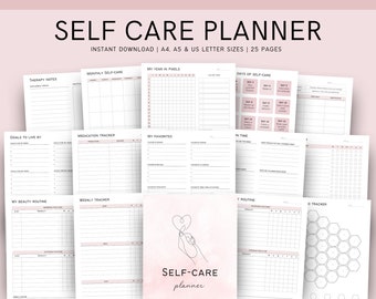 Self Care Planner Printable, Printable Self Care Journal, Self Love Journal, Wellness Planner, Mood Tracker, Mindfulness Journal